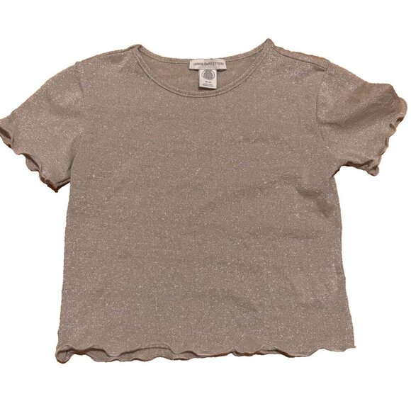 Urban Outfitters Tops - Urban Outfitters Silver Metallic Crop Top Short Sleeve Womens Size XS-TP
